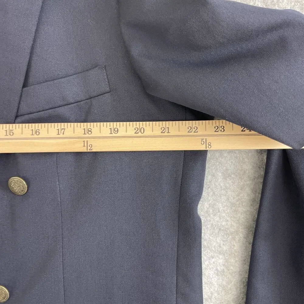 Oscar De La‎ Renta Blazer Jacket Mens 42L Blue Wool Double Breasted Gold Button